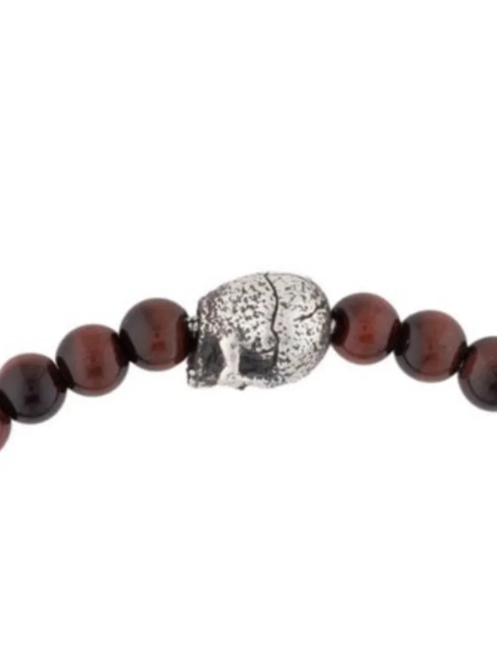 DAVID YURMAN STERLING SILVER 925 TIGER'S EYE MEMENTO MORI SKULL BEAD BRACELET